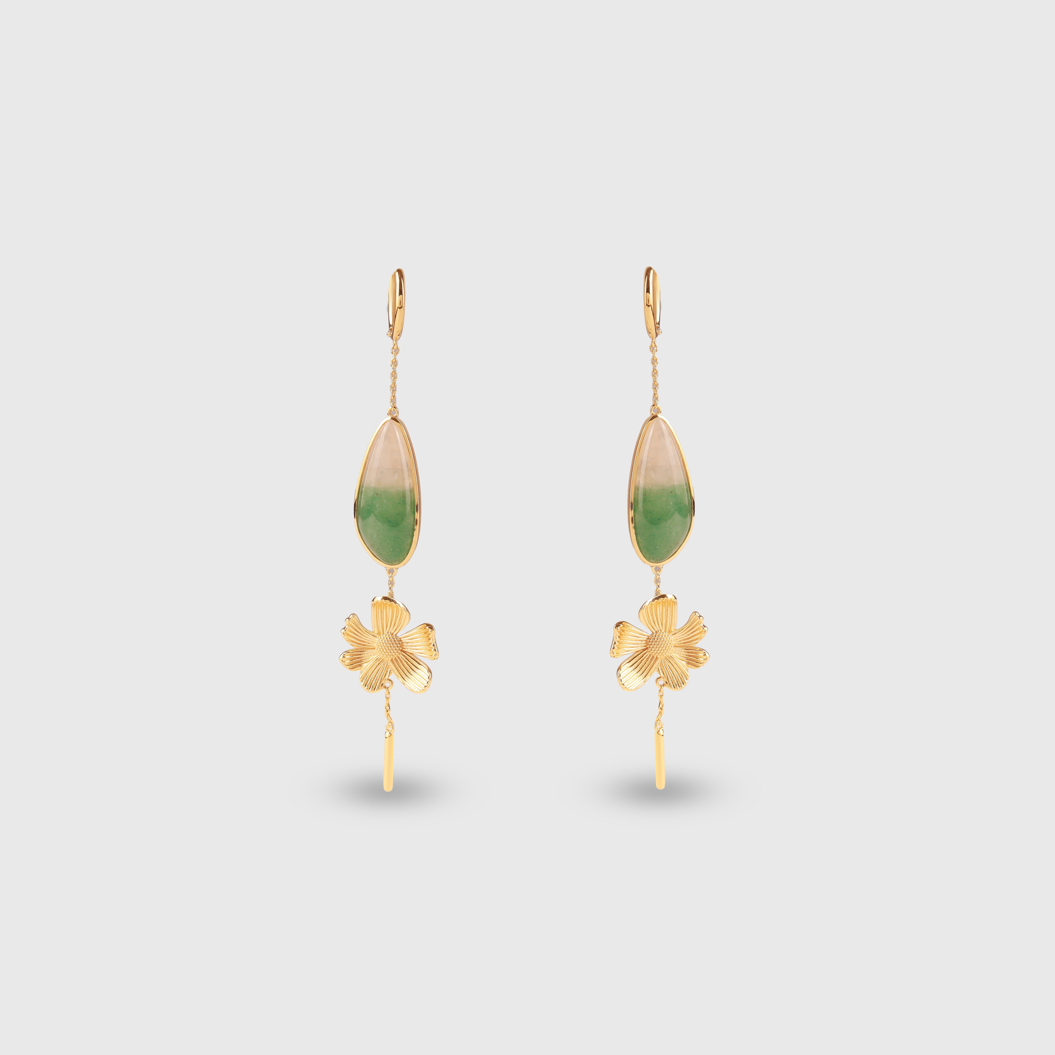 Flora Earrings - Green Aventurine